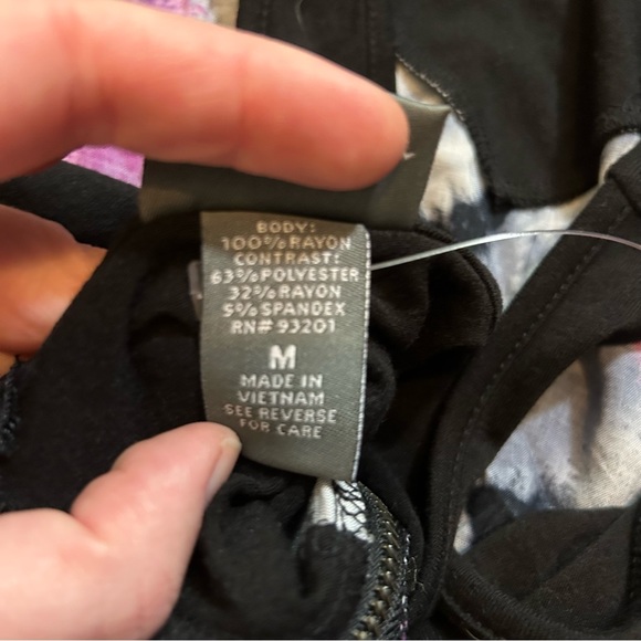 Vibrant Pink and Black Pattern Sleeveless Dress Stretchy Back Zipper Medium - Picture 8 of 9